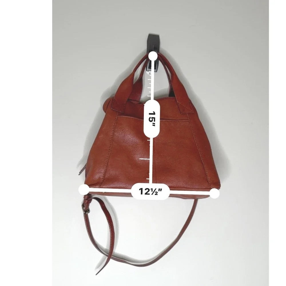 American Leather Co. Cognac Leather Convertible Crossbody Satchel Tote Bag - Picture 4 of 8